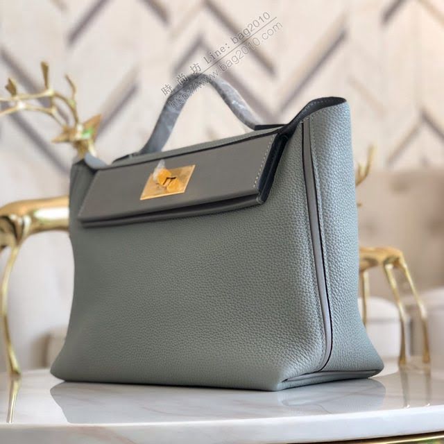 Hermes包包 愛馬仕Hermes Kelly2424 亞麻藍 togo小牛皮 半手工制 Hermes休閒女款手提包  am1923